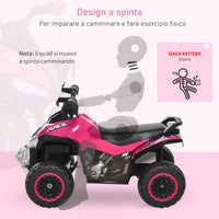 Mini Quad Cavalcabile a Spinta per Bambini con Luci e Suoni Rosa