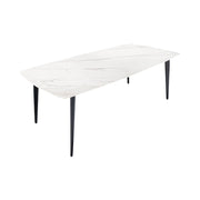 Tavolo da pranzo HEXA 160 cm – Piano in ceramica effetto marmo bianco e struttura in metallo nero