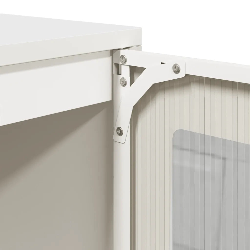 Credenza Bianca 100,5x39x107 cm in Acciaio Laminato a Freddo 853409