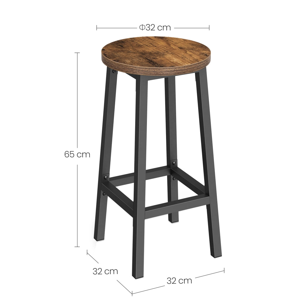 Sgabello da bar da cucina VALORA rustico marrone con gambe nere