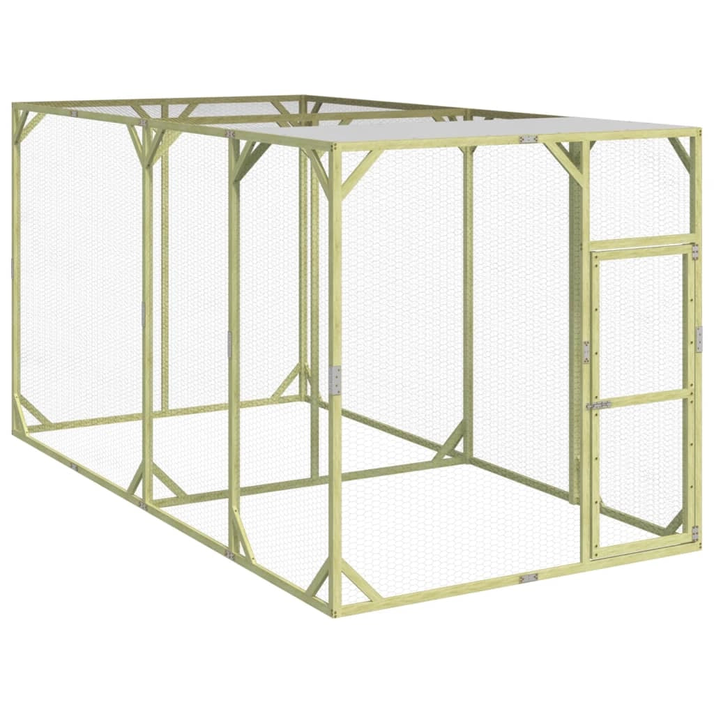 Pollaio/recinto/gabbia 200 x 400 x 200 cm legno massello di pino impregnato marrone 02_0043911
