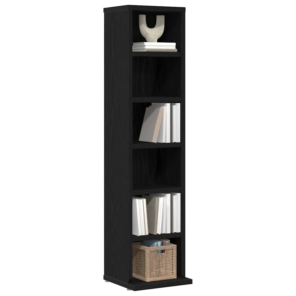 Mobile Porta CD Rovere Nero 21x20x88 cm in Legno Multistrato 862421