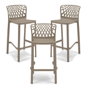 Set 3 Sgabelli Tortora in polipropilene ARKO con poggiapiedi H65, MADE IN ITALY, resistente ai raggi UV, design moderno, ideale per sala da pranzo, cucina, bar, ristoranti o giardino