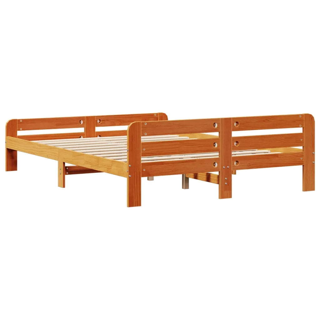 Letto senza Materasso Marrone Cera 150x200 cm in Legno di Pino