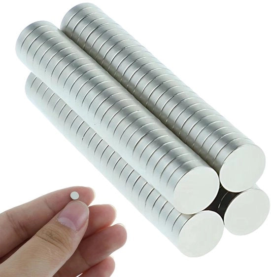 Pacchetto con 100 magneti mini rotondi, 4 x 1 mm magneti piccoli, magneti extra forti per lavagne magnetiche, magneti con forte aderenza per lavagne, frigoriferi, attrezzi per hobby, lavagne, zinco.