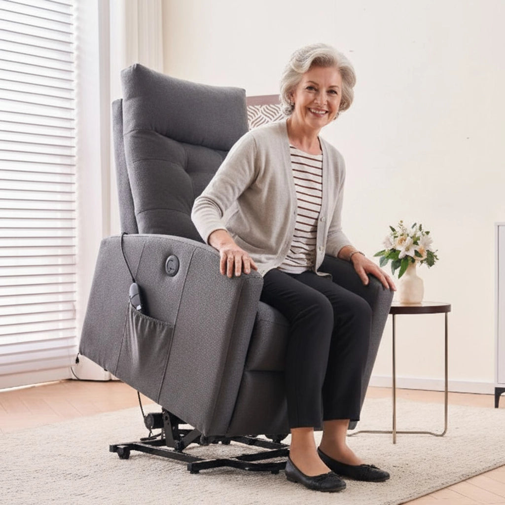 Marvin Poltrona Relax Reclinabile Elettrica con Poggiapiedi Solena, Seduta Ergonomica Massaggiante e Riscaldante  Grigio