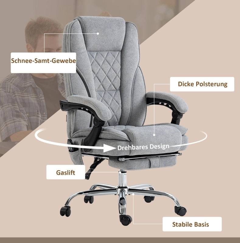 Sedia da ufficio ergonomica con massaggio, calore e poggiapiedi