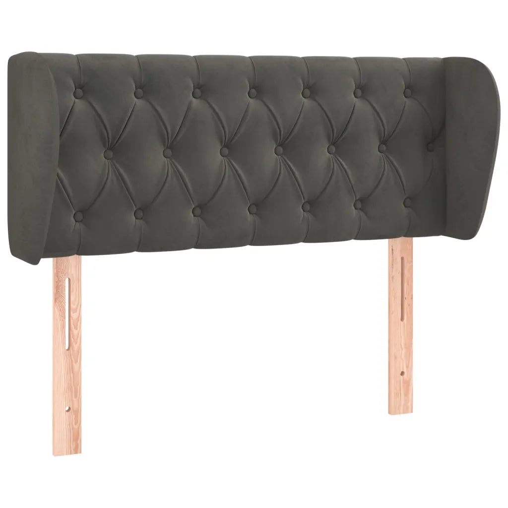 Testiera | Testata ad Orecchio Grigio Scuro 93x23x78/88 cm in Velluto