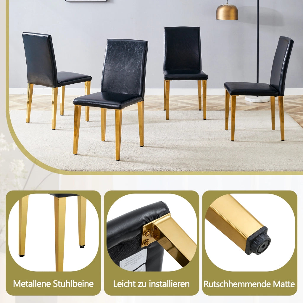 SEDIA Set da 2 pezzi 90 cm Nero/Oro in PU e metallo