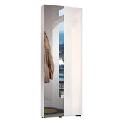 Armadio multiuso 2 ante Crisocolla, Mobile multifunzionale, Mobiletto scarpiera, Guardaroba porta scarpe, Made in Italy, 70x19h200 cm, Bianco lucido