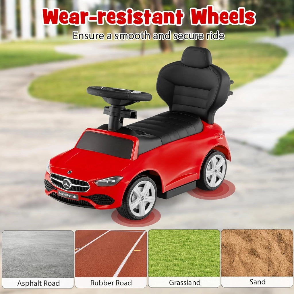 Macchina Cavalcabile per Bambini con Licenza Mercedes-Benz 3 in 1, Capote Regolabile, Guida Realistica con Volante e Clacson, Capacità di Carico 25 KG, per Bambine e Bambini 1-3 Anni (Rosso)