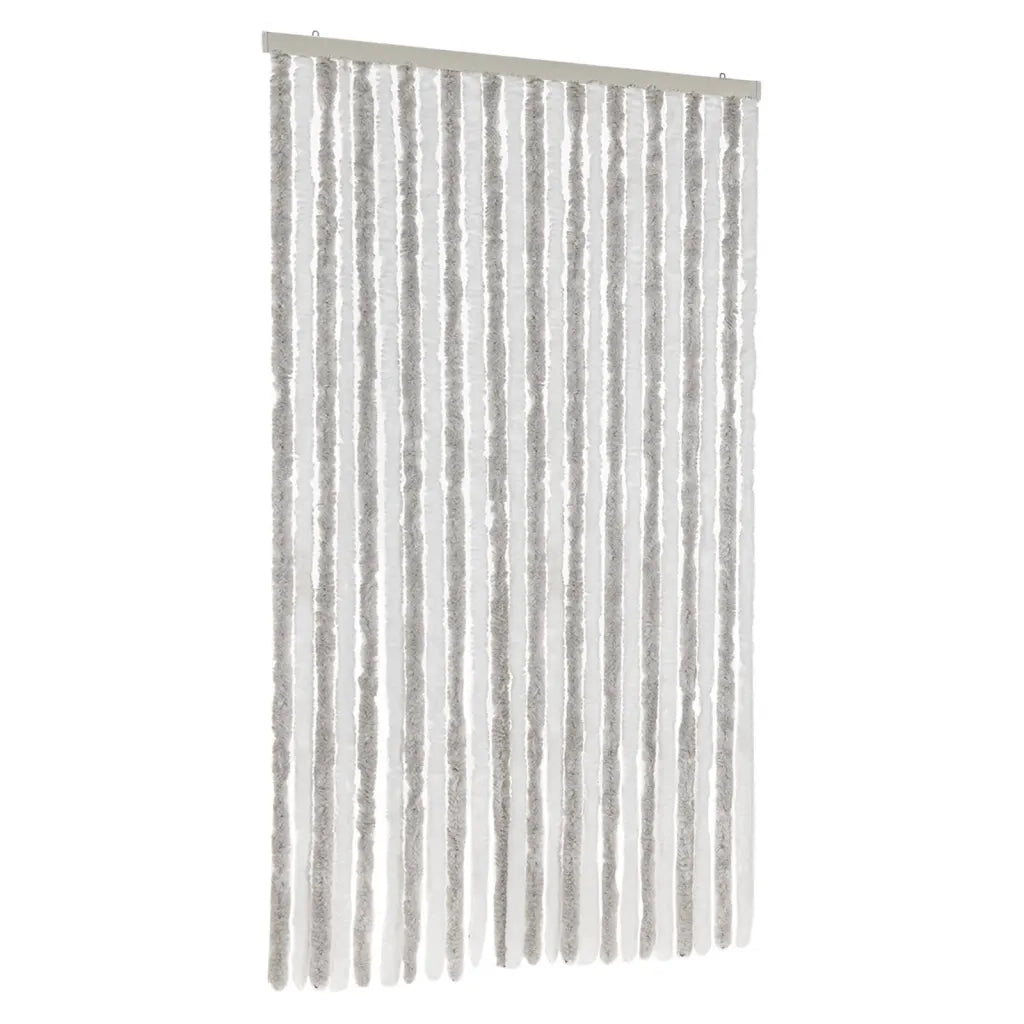 Tenda Antimosche Grigia Chiaro e Bianca 100x200 cm in Ciniglia CFW7049334