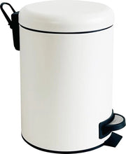 Emme di ceramica 5 litri in acciaio inossidabile con meccanismo softclose e contenitore interno, cestino per la doccia con chiusura softclose e vasca di scarico bianca