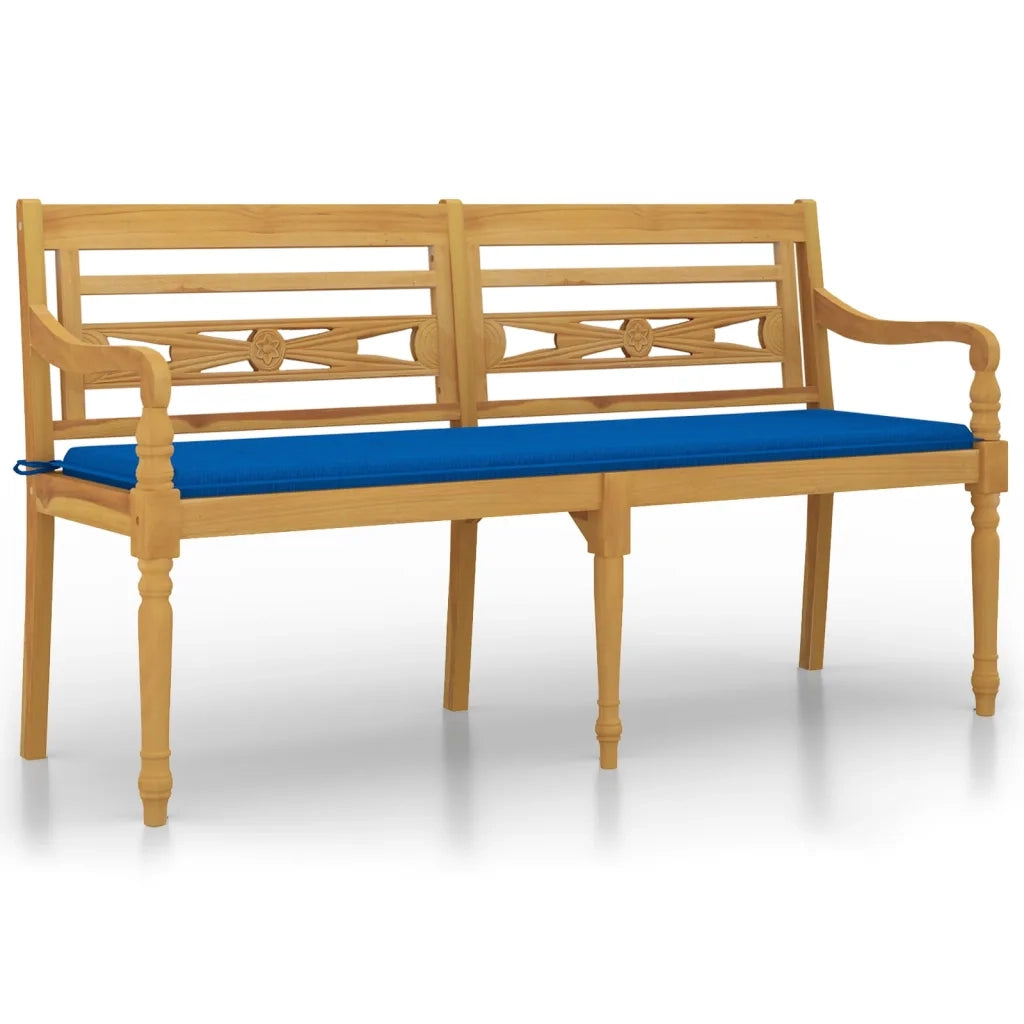 Panchina Batavia Cuscino Blu Reale 150 cm Legno Massello Teak 3100836