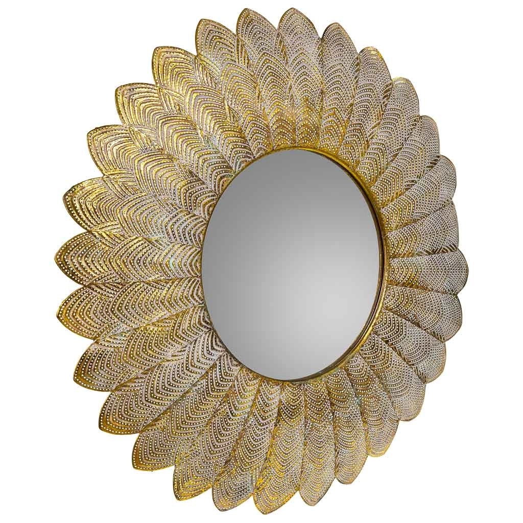 Specchio da parete in metallo dorato 72,5x4,5x72,5h
