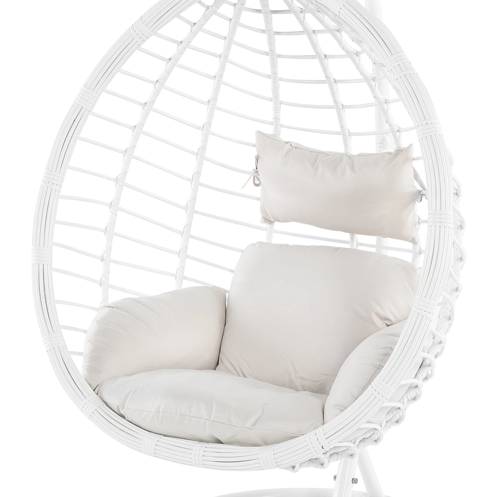 Sedia sospesa poltrona pensile in rattan sintetico bianco altalena a forma di uovo in vimini rustico Boho