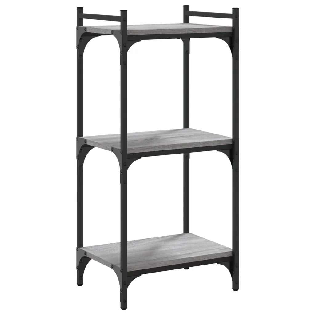 Libreria a 3 Ripiani-Scaffale per Libri-Mobile di Stoccaggio Grigio Sonoma 40x30x86cm Legno Multistrato