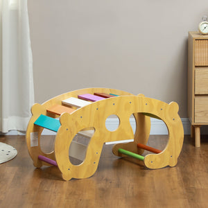 Gioco per Bambini 2 in 1 Arco Montessoriano Sedia a Dondolo 91x41x48 cm in Legno di Pino