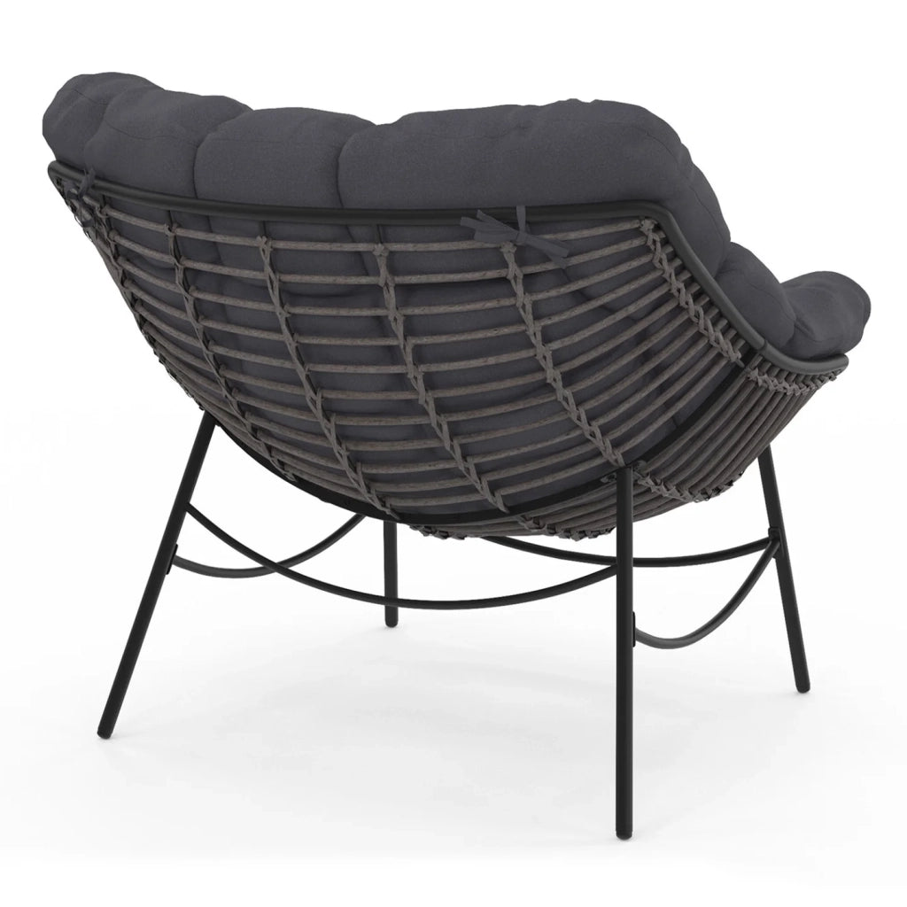IDMarket - LOA reclinabile da giardino con effetto rattan grigio e cuscino grigio