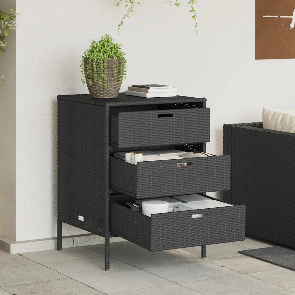 Armadietto Portaoggetti da Giardino Nero 55x59x80cm Polyrattancod mxl 110515