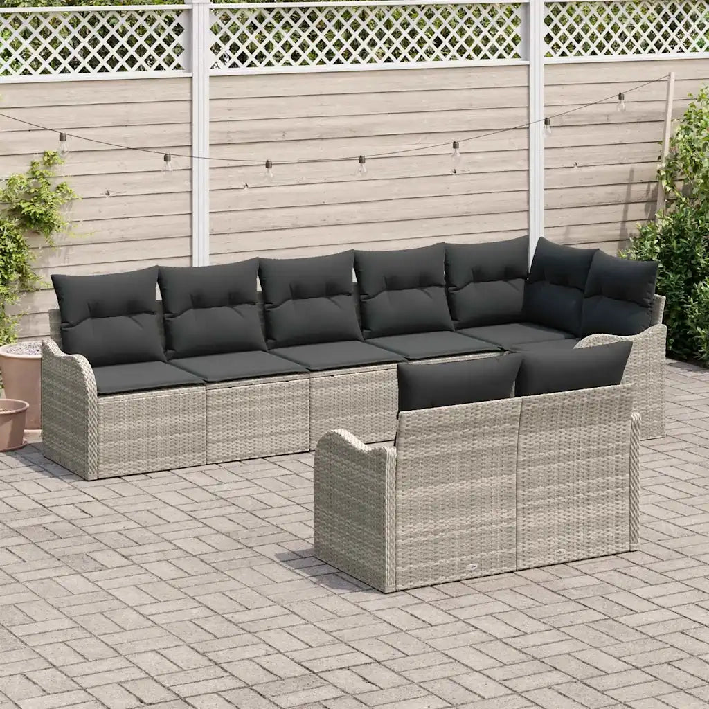Set Divano da Giardino Grigio chiaro polyrattan 3345752