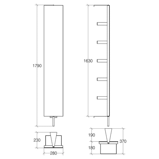 Lineabeta - Colonna girevole aperta con specchio e ripiani Ciacole nero L.28 cm