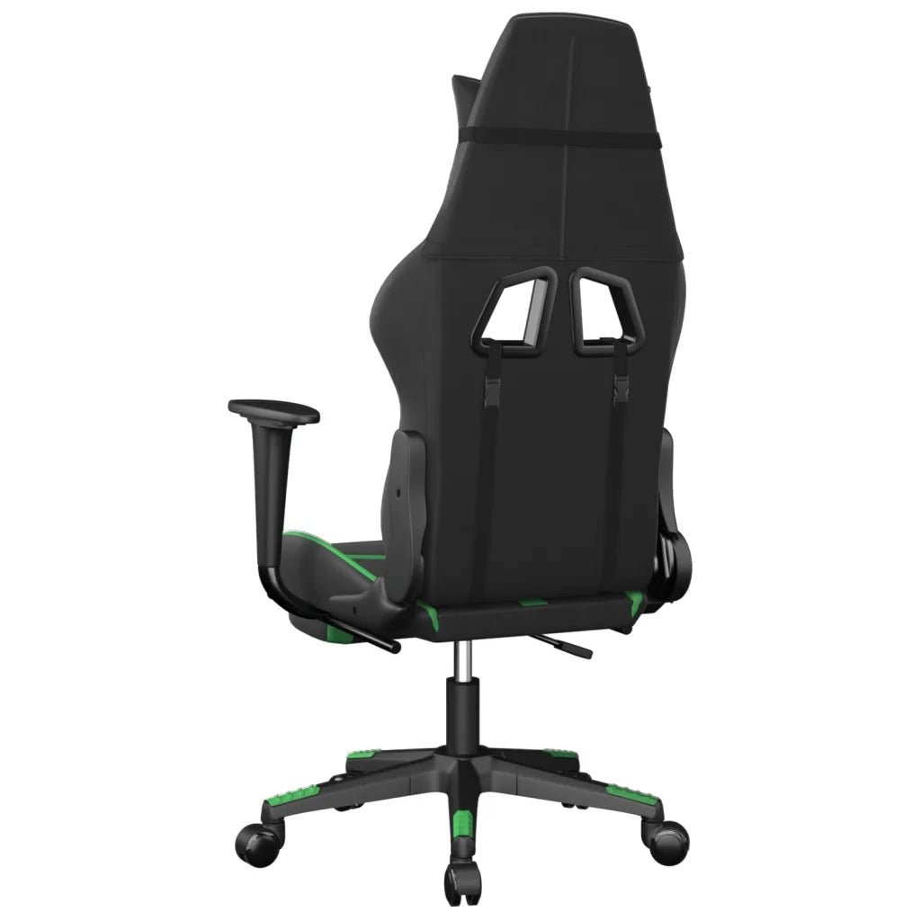 Sedia da Gaming | Sedia da e-sports con Poggiapiedi Nero e Verde in Similpelle