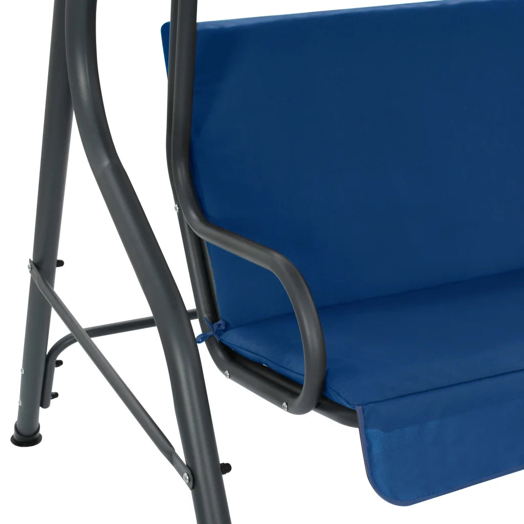 Panchina a Dondolo da Giardino | Panca da Giardino Blu Scuro 170x110x153 cm Tessuto