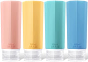 Set di flaconi per viaggio da 4 - 100 ml - Inerte - Contenitori riempibili - Formato da viaggio - Cosmetici/Liquidi - Silicone - Set per viaggio