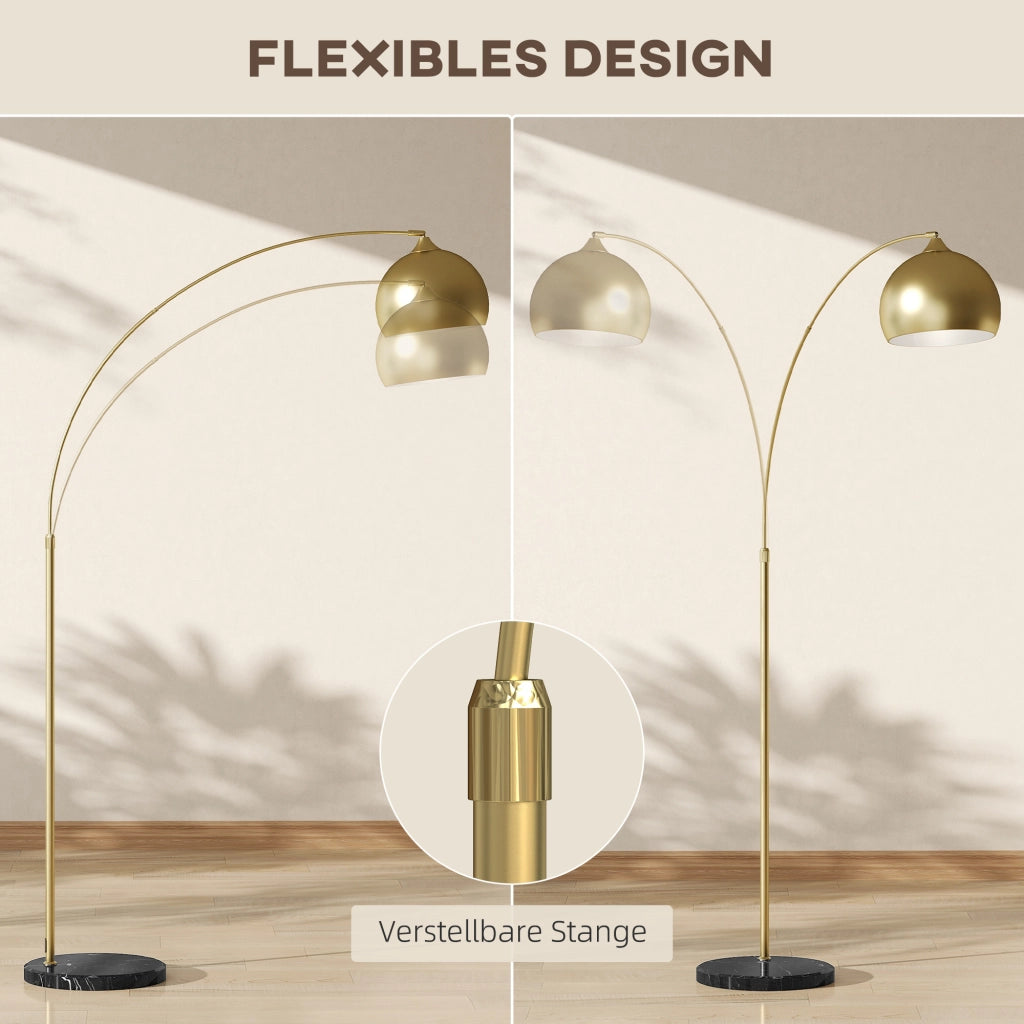 Lampada da terra a braccio regolabile ¨C ZephMum ¨C Nero/Oro 170-180cm base marmo