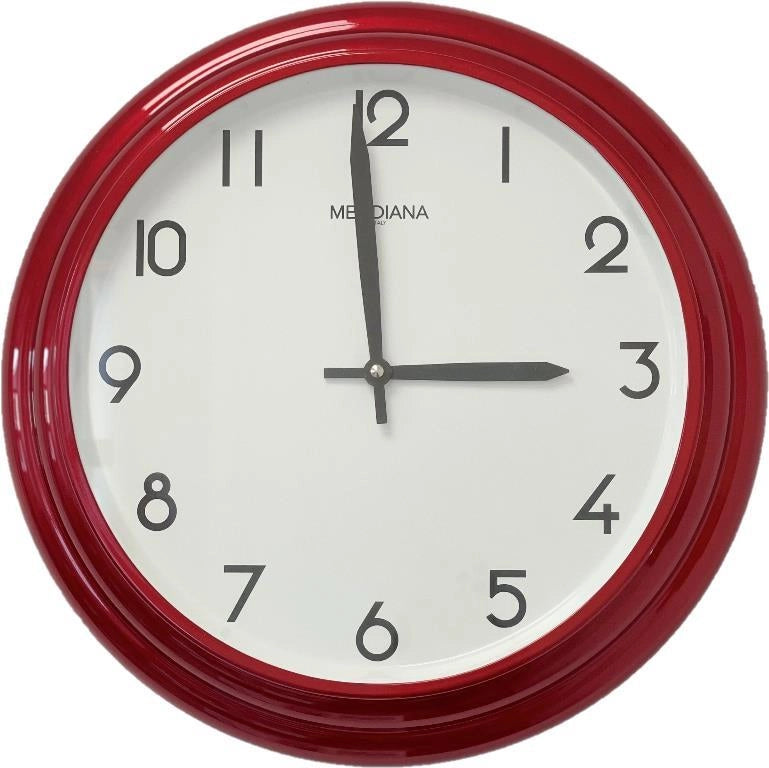 Orologio da Parete in Metallo Tondo Rosso 37 cm