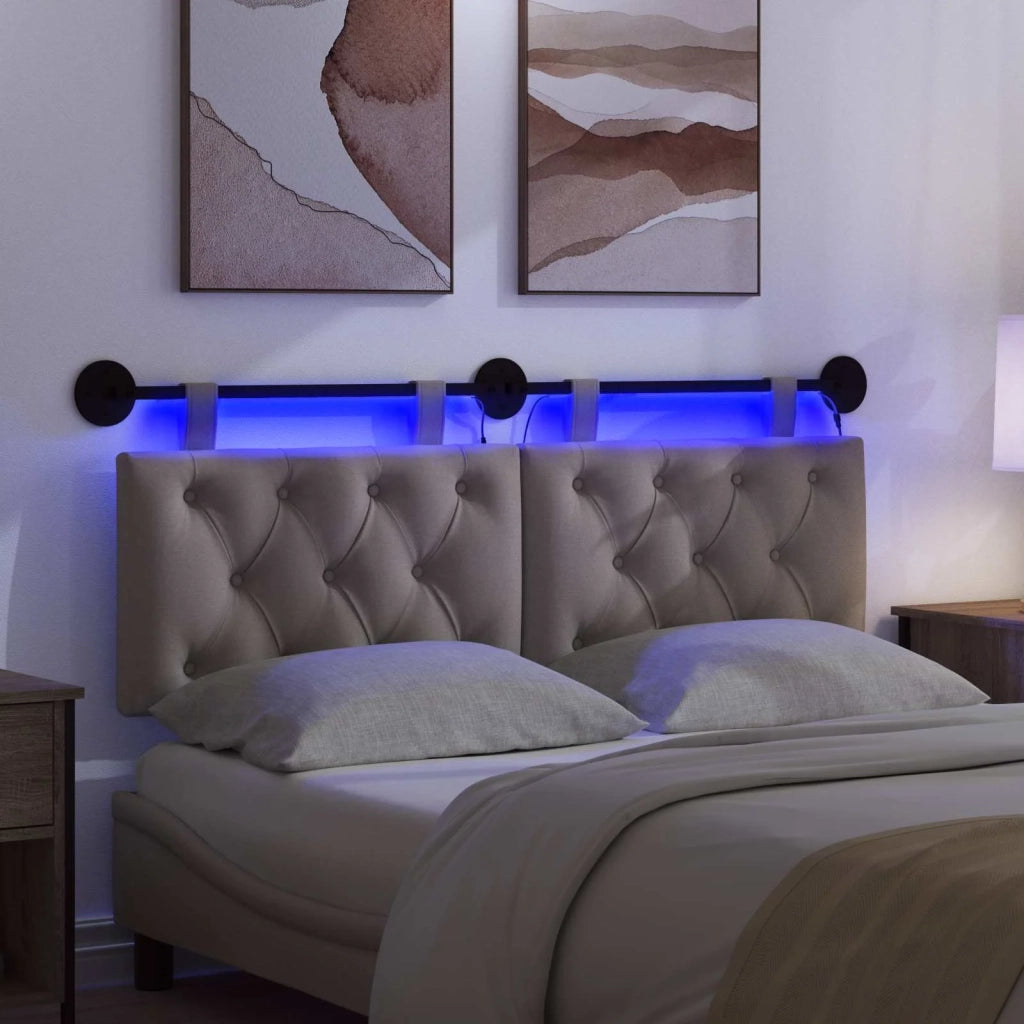 Testiera sospesa Con luce LED Tortora Tessuto 3424603