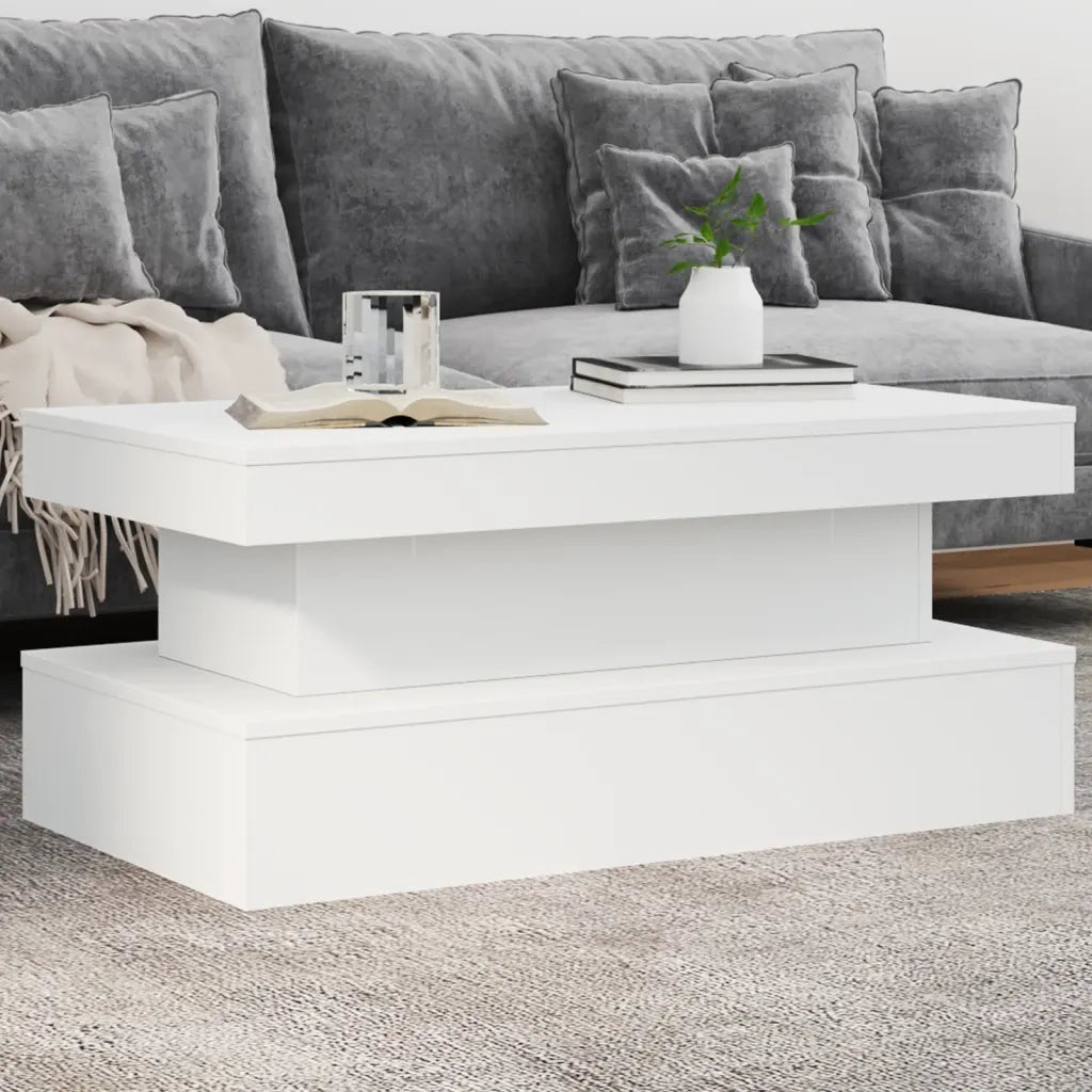 Tavolino da salotto | Tavolino da caff¨¨ | Tavolino da Soggiorno con Luci LED Bianco 90x50x40 cm