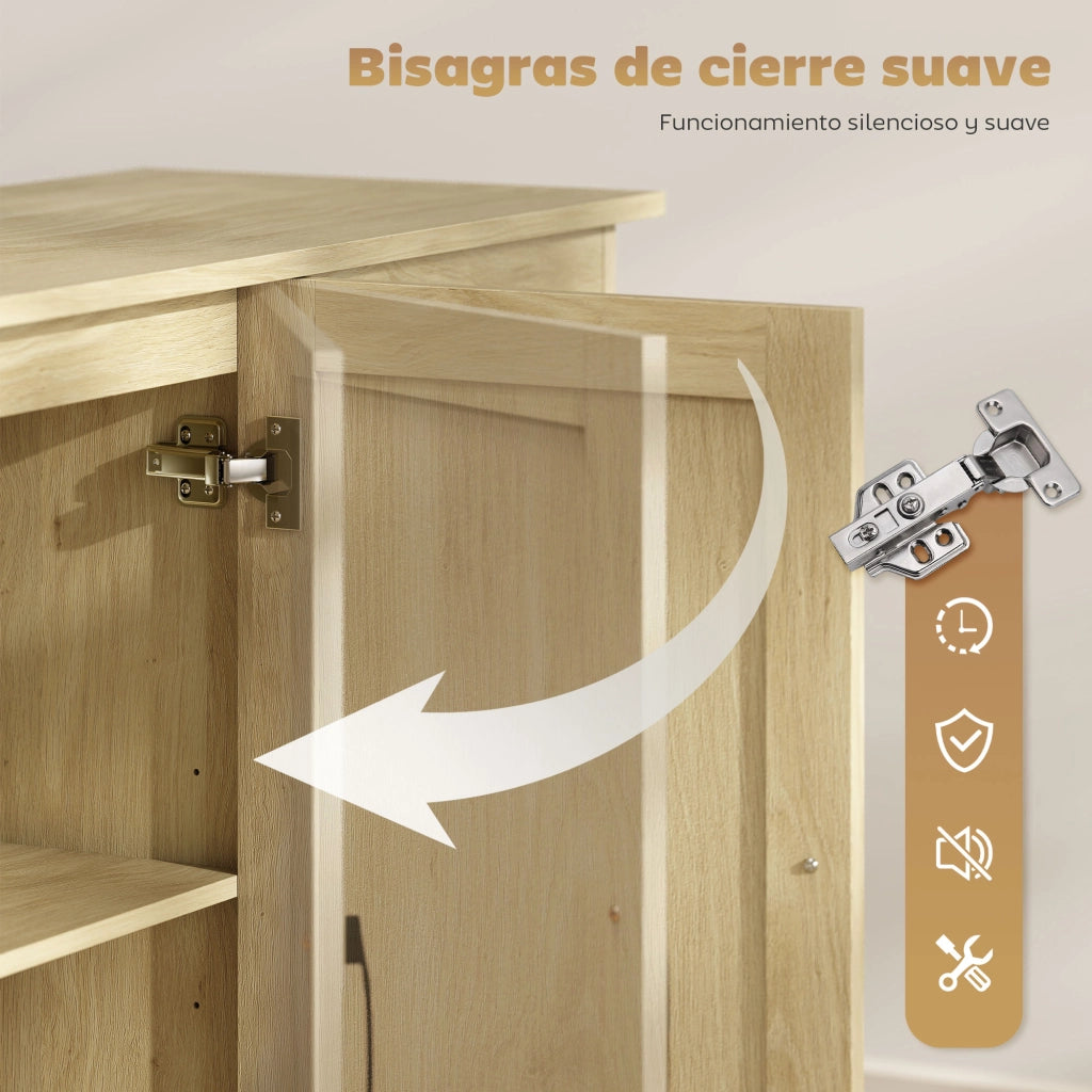 Credenza con 3 Ante e 2 Cassetti ¨C Xylo ¨C Legno Naturale 120x38x79 cm