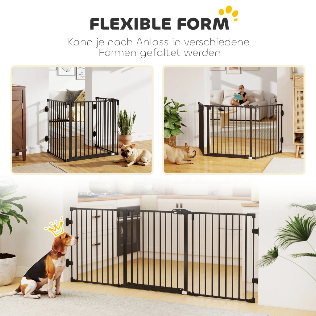 Cancello per Cani Regolabile 3 Pannelli ¨C Zephmum ¨C Nero 202.5x76 cm