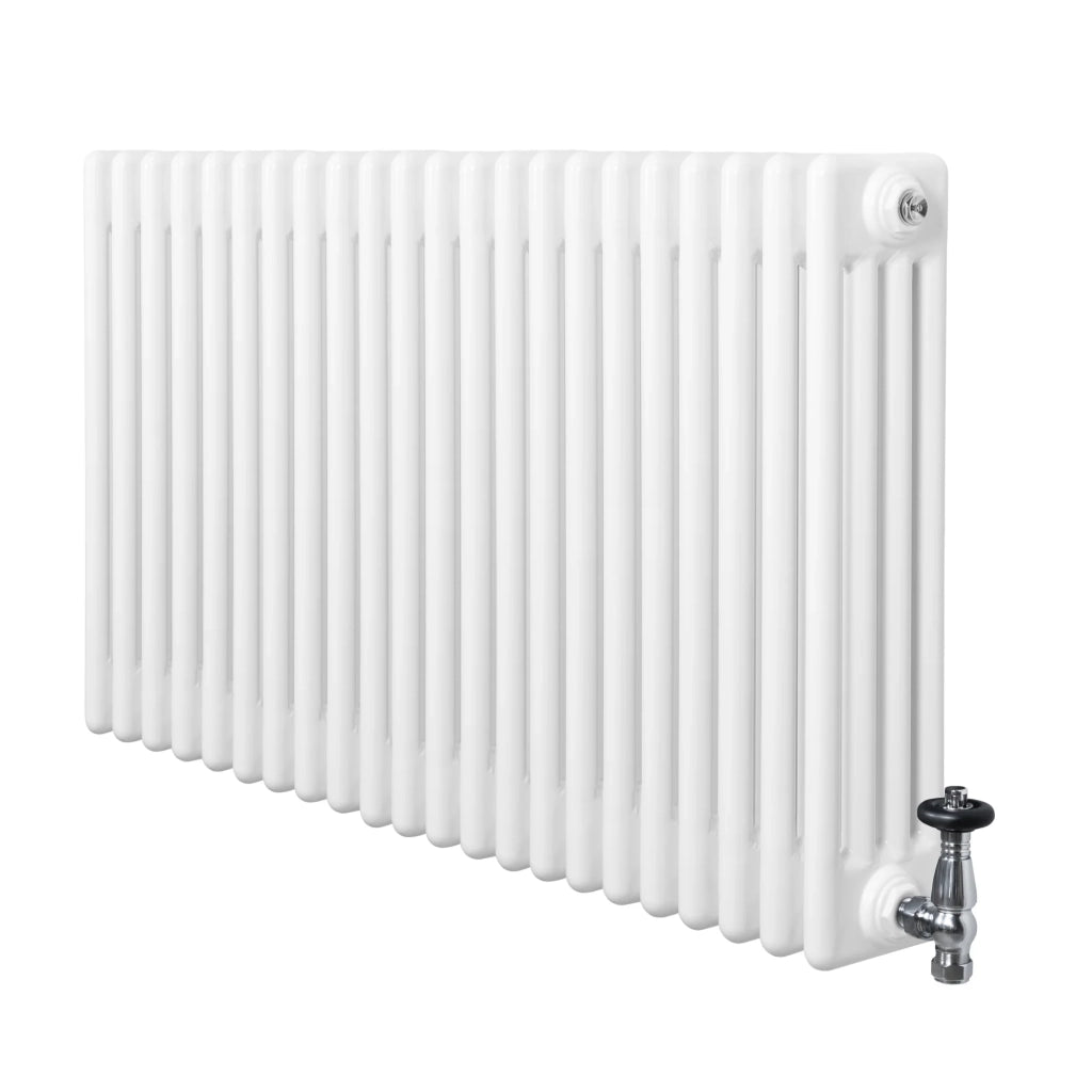 Radiatore Tradizionale 4 Colonne Orizzontale Riscaldamento Bianco & Valvole 600x1010 mm