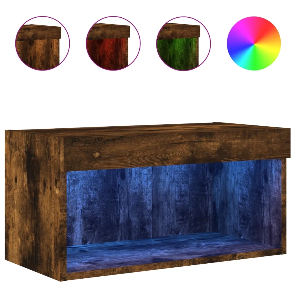 Mobile Porta TV con Luci LED-Mobile per TV-Credenza TV Rovere Fumo 60x30x30 cm