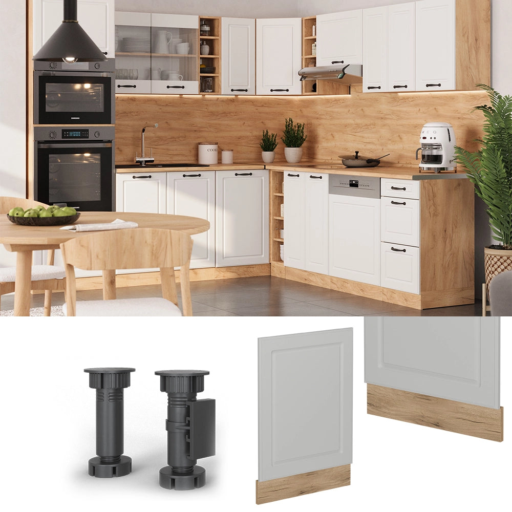 Vicco Pannello frontale per lavastoviglie Bianco casa di campagna 45 cm , PL Rovere