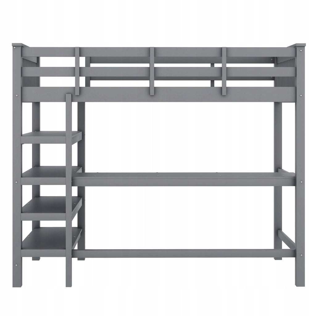 Letto a castello 90x200 grigio con scrivania - Xylo