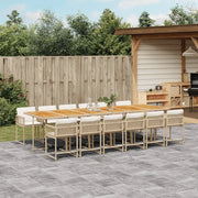 Set da Pranzo da Giardino 13 pz con Cuscini Beige in Polyrattan 3211492
