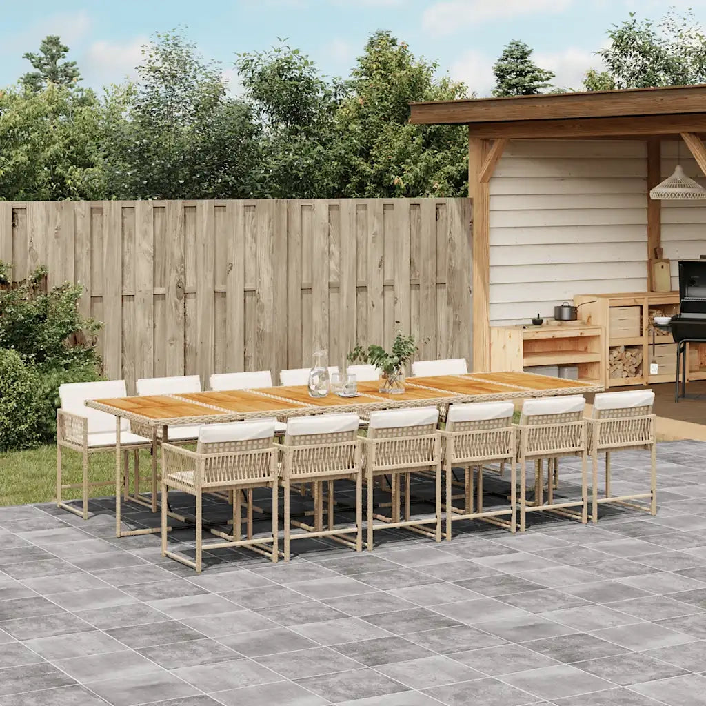 Set da Pranzo da Giardino 13 pz con Cuscini Beige in Polyrattan 3211492