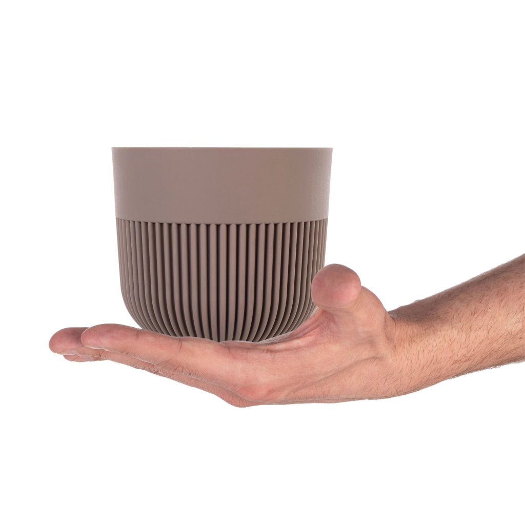 Vaso da fiori KADAX, coprivaso, 13 cm, plastica, rotondo, a coste, beige