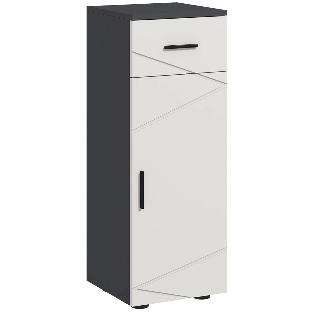 Mobiletto Bagno con Cassetto e Armadietto ¨C zephmum ¨C Grigio, 30x30x82 cm