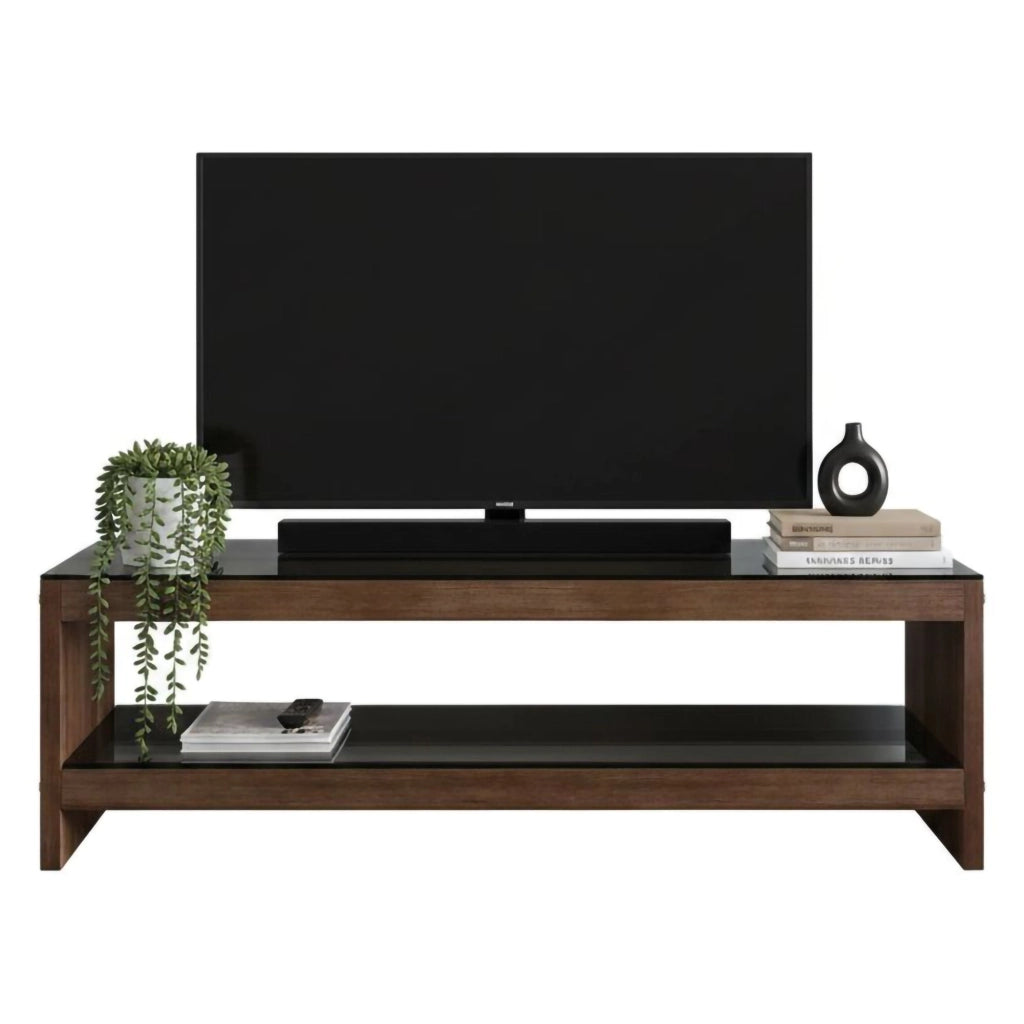 Mobile porta TV Wiley, Credenza da soggiorno, Armadio basso per TV, Base parete attrezzata, 140x40h45 cm, Noce