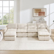 Divano modulare U in chenille; 334x160x68 cm; beige
