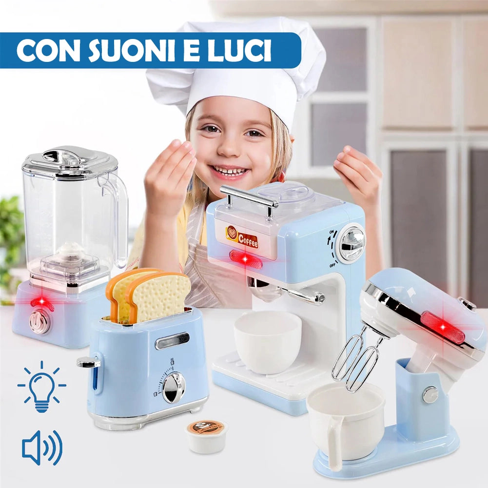 Elettrodomestici Cucina Giocattolo Planetaria Macchina Caffè Tostapane Frullatore