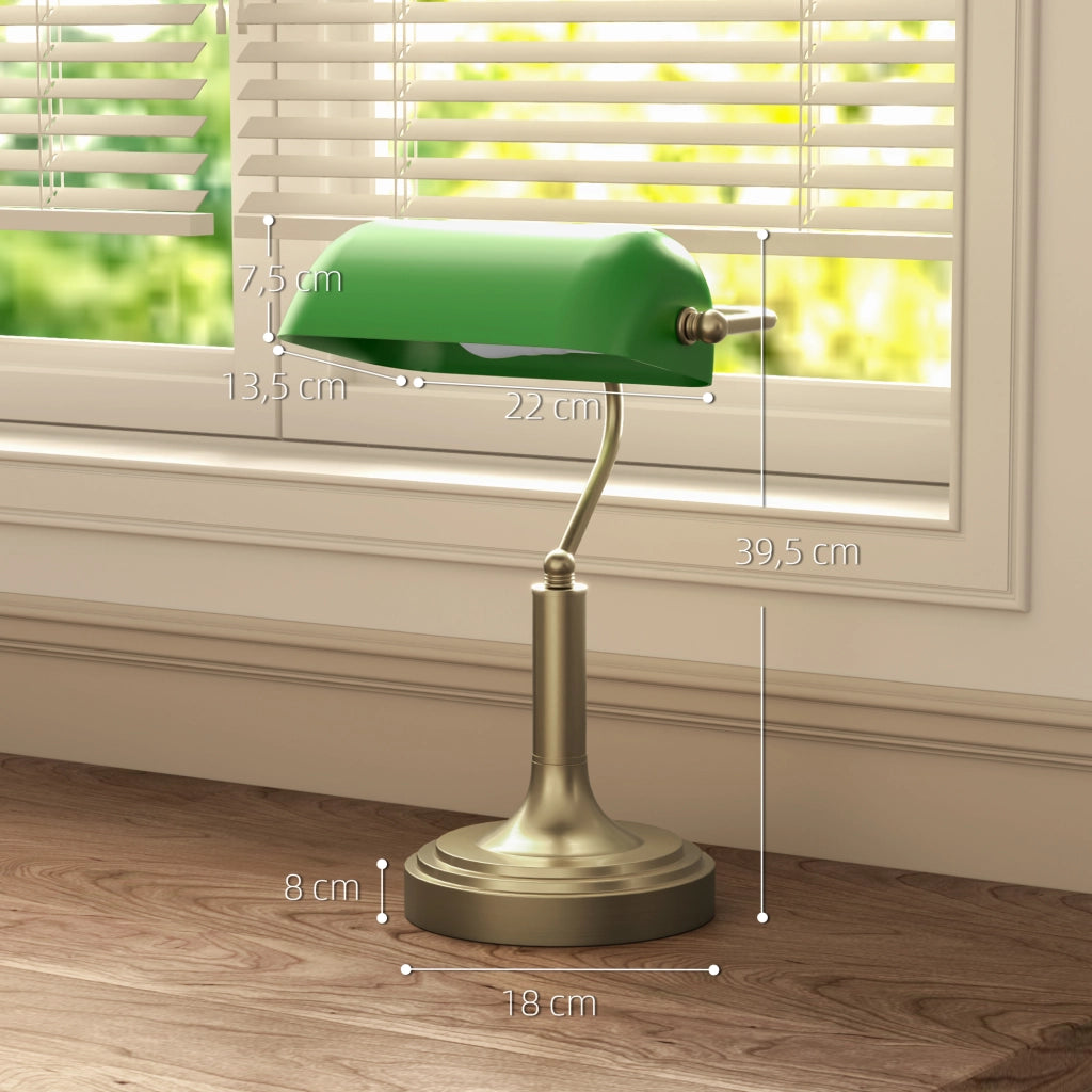 Lampada da Tavolo Banquier ¨C Xylo ¨C E27 verde con paralume regolabile