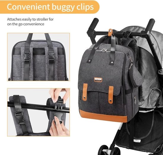 Borsa per Bambini, Borsa per Maternità, Borsa con Asciugamano e Portaflosso, Impermeabile, Grande Capacità per Genitori (Nero)