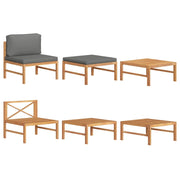 Set Divani Giardino 3 pz Cuscini Grigio Scuro in Legno di Teak cod mxl 70689