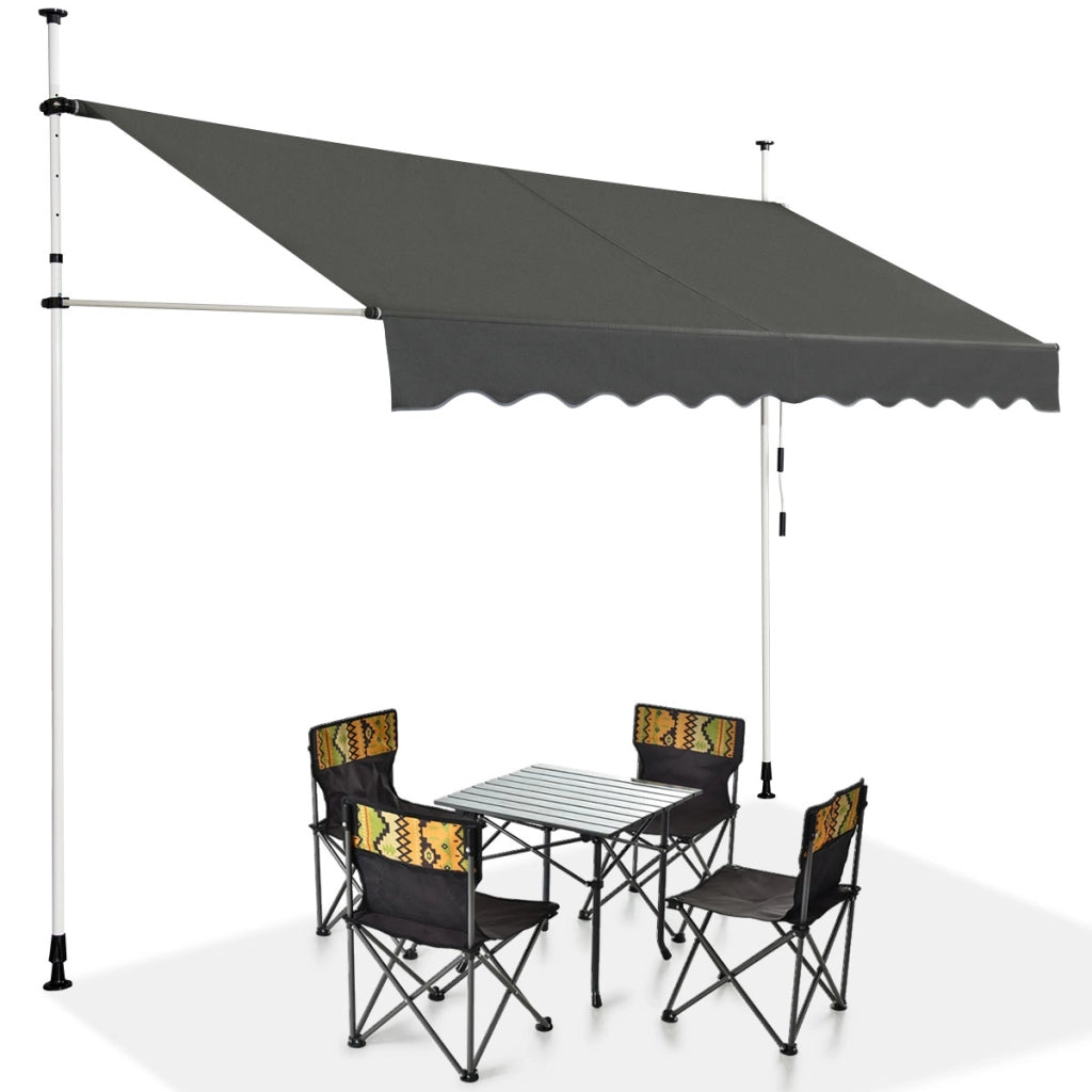 Tenda da sole telescopica e retrattile, Tenda parasole resistente ai raggi UV impermeabile 300 x 120 cm Grigio-Tende parasole